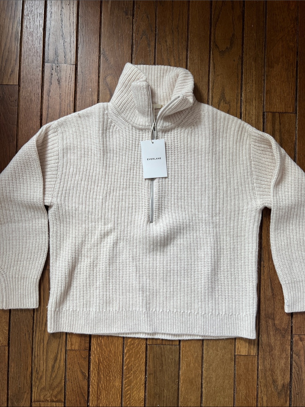 Everlane Heathered Oat The Half-Zip Merino Sweater Size Small NWT